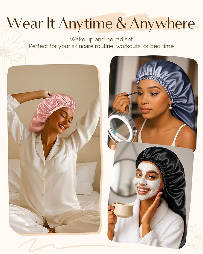 YANIBEST Long Bonnet Braid Bonnet for Sleeping Adjustable Satin Silk Bonnet for Braids Sleep Bonnet for Women Locs Blush Pink