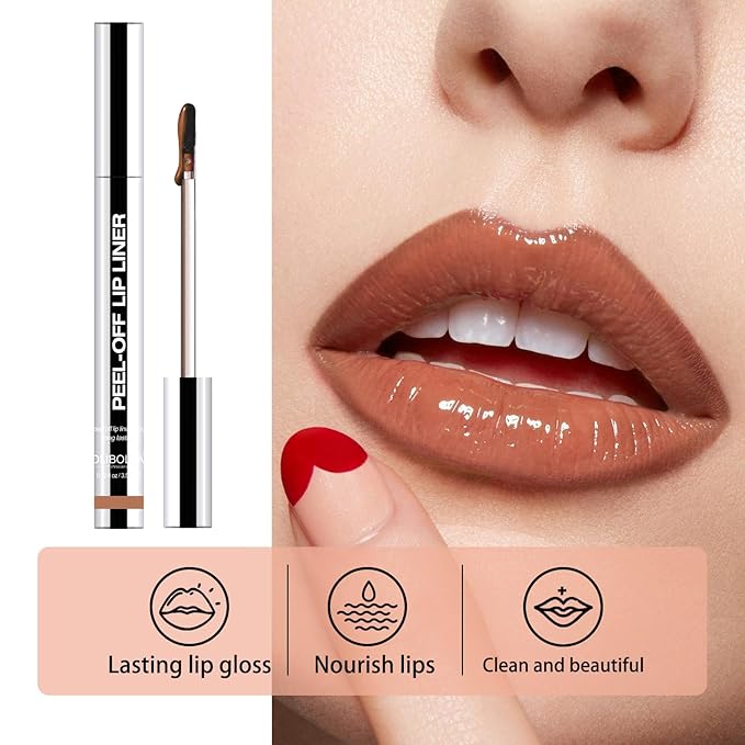 3 Colors Lip Stain Peel Off, Peel off Lip stain, Lip Tint Stain, Peel off Lip Liner Stain, Lip Stain Peel off Tint Tattoo Color Waterproof Long-Lasting, No Smudging