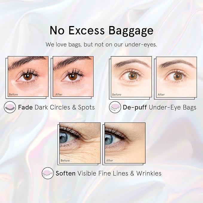 grace & stella Peptide Under Eye Patches with Niacinamide & Rice Extract - Firming Eye Masks for Dark Circles and Puffiness - Valentines Day Gift Bags - Vegan, Cruelty-Free (White, 6 Pairs)