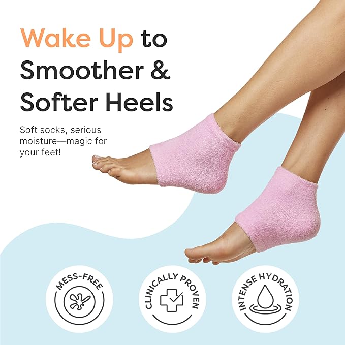 ZenToes Moisturizing Socks for Cracked Heel Treatment, Vitamin E, Olive Oil and Jojoba Oil Infused Heel Socks, Galentines Day Gifts, Self Care Gifts for Women (Fuzzy Pink, Regular)