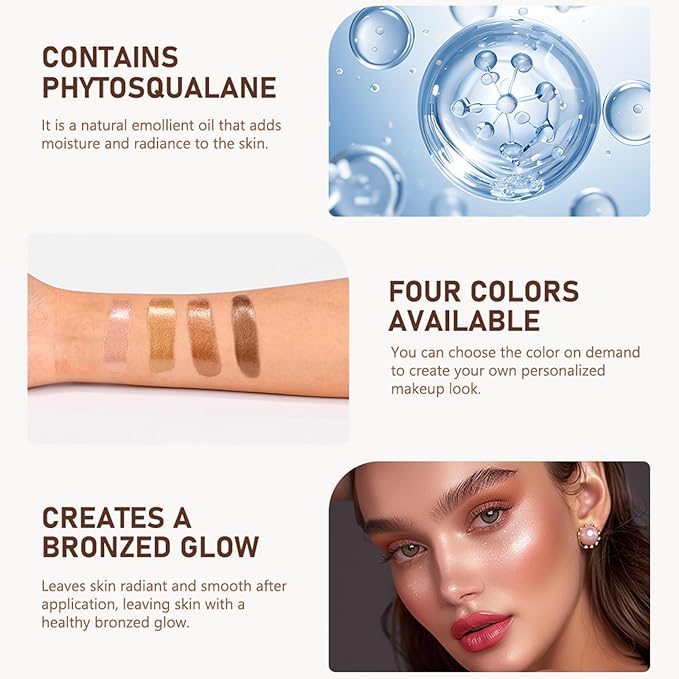 Bronzing Drops For Face, Liquid Bronzer Glow Drops, Champagne Shimmer)