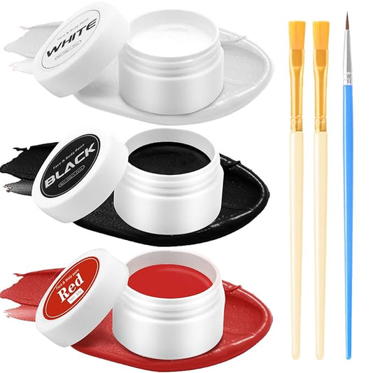 Clown Makeup Kit,Red Black and White Face Painting Kit Professional,Clown Face Paint Halloween Makeup with Brushes,Oil Based Body Paint for Adults,Joker Vampire Zombie