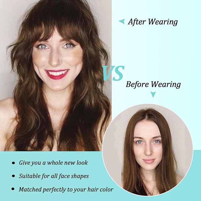 Clip on Wispy Bangs-Real Human Hair Clip in Bangs Hairpieces Honey Blonde Fake Air Bangs Fringe with Temples Bangs Hair Clip Extensions