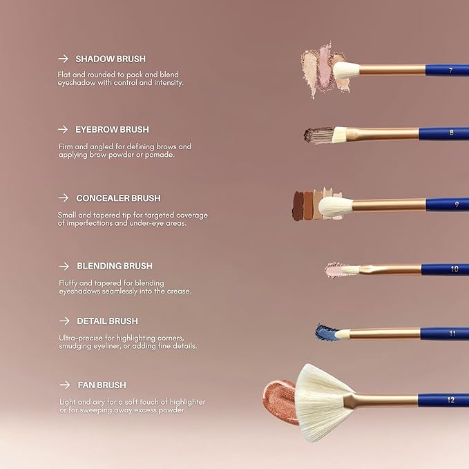 BERRY GOODS 12-Piece Makeup Brush Set with Microcrystalline Silk Fibers – Ultra-Soft, Vegan & Cruelty-Free Face & Eye Brushes with Travel Case (BERRY Green)