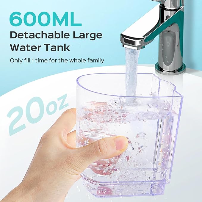 COSLUS Advanced Water Flosser for Teeth: 2 Modes & 12 Pressure Settings Electric Dental Pick for Orthodontic, Braces, Sensitive Gums - Home Use, 5 Jet Tips for Multiple Users, Family, Pink, E2