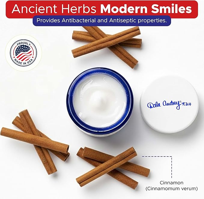 Dale Audrey Ayurvedic Mineralizing Tooth Paste, Organic Cinnamon Flavor for Teeth Whitening and Fresh Breath, Enamel Repair Vegan Toothpaste | Natural Toothpaste Fluoride Free-3.25 Oz