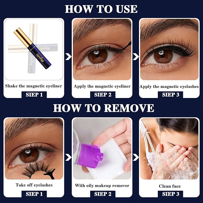 Magnetic Eyelashes Magnetic Lashes Natural Look with Eyeliner,10 Pairs Reusable Full Volume Cat Eye Magnetic Eye Lash kit with Applicator - Upgraded Long Lasting,- Easy Magnetized Eyelashes