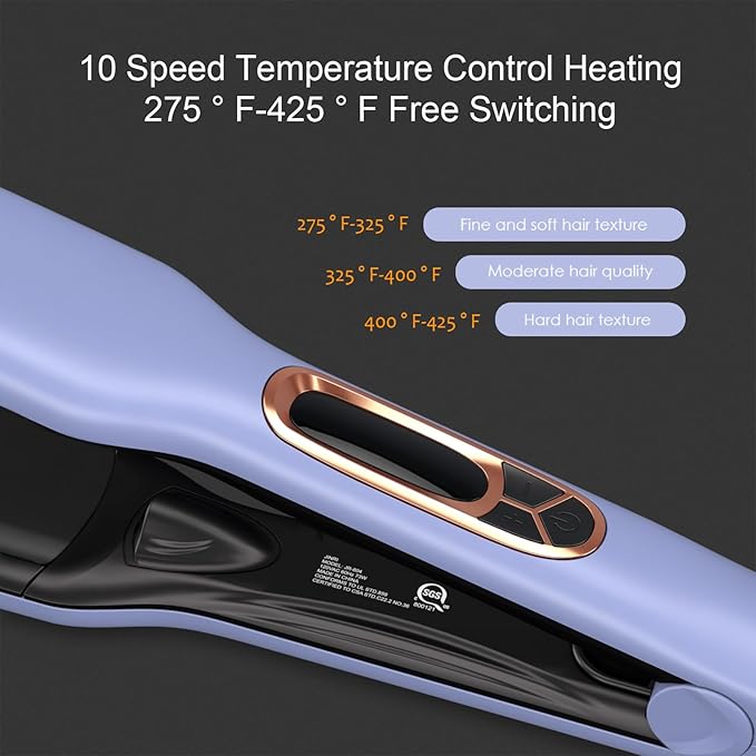 JINRI Hair Iron, Hair Brush, Pumped-Up Volume, Adjustable Temp, 360 ° Tail Rotation, Lasting Volume, for Short Or Thin Hair, Dual Voltage (100-240V), Volumizing Hair Iron, Purple, 1.25 inch