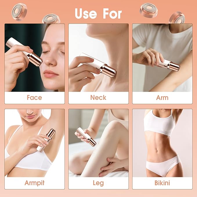 Replacement Heads for Flawless Facial Hair Remover, Replacement Blades for Finishing Touch Flawless Hair Removal Gen 2, 6 Count 18k Gold Heads with Storage Bag