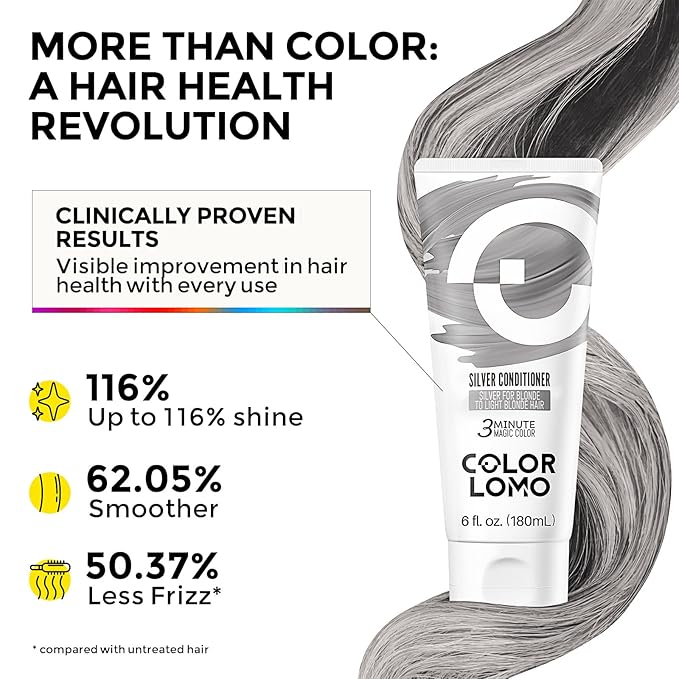 COLORLOMO Semi Permanent Hair Color - 6 oz Color Depositing Conditioner with Shea Butter & Almond Oil- Color Conditioner Depositing Hair Mask - Vegan, Paraben, Ammonia & Sulfate Free-Silver