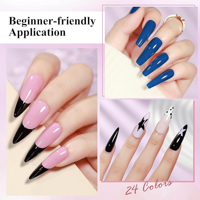 Quick Dry Nail Polish Set: 24 Colors Regular Fingernail Polish Non Gel Bulk Black Nude Pink Red Green Blue Purple Long Lasting French Nail Art DIY Home Gift Set for Women