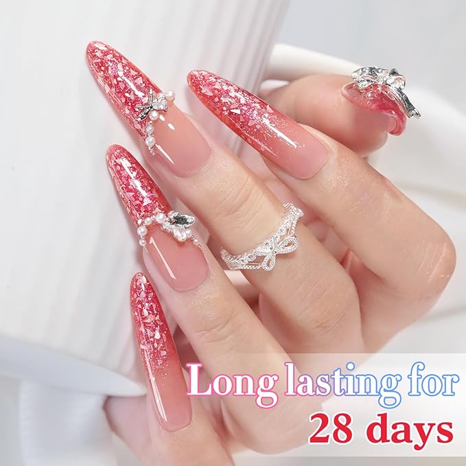Double Rhythm 0.5Oz Glitter Gel Polish Same Color Same Bollte Shimmer Reflective Color for Nail Art Salon DIY Soak Off 15ml Nail Lamp Gel Polish at Home (Shell Rose-B1207)