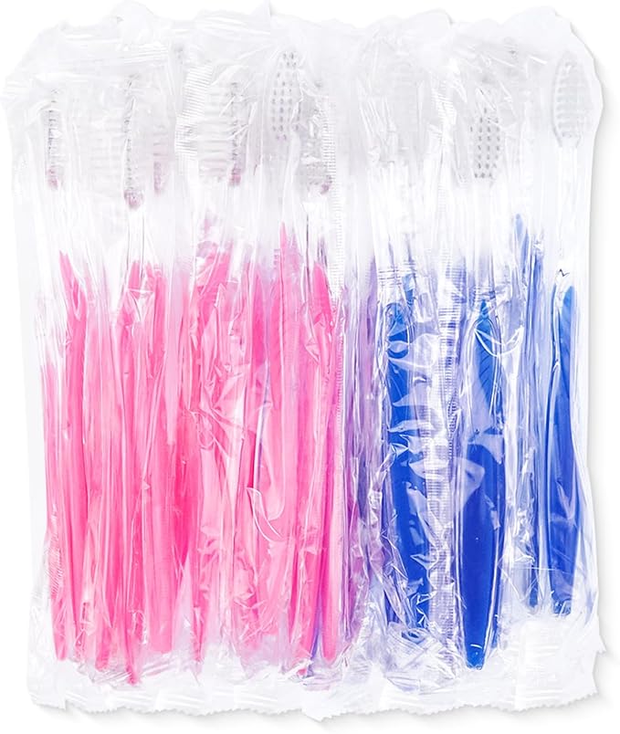 100 pcs Prepasted Disposable Toothbrushes Bulk Individually Wrapped Pre Pasted Soft Bristle Tooth Brush Set Travel Toothbrushes for Homeless Gift Hotel Camping Travel