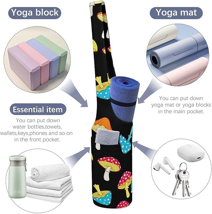 Yoga Mat Bag for Women, Stylish Yoga Mat Tote Sling Carrier Bag, Long Strap Exercise Mats Totes Sport Storage Bag
