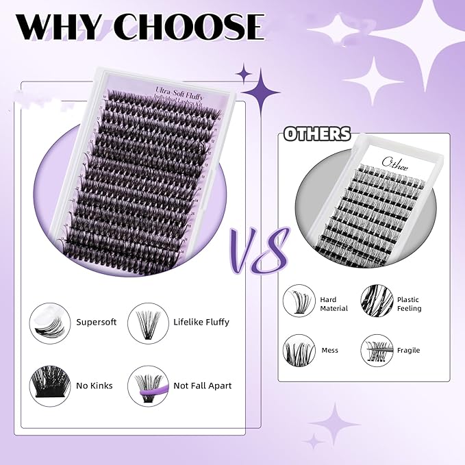 Lash Clusters 70D Individual Lashes Eyelash Clusters Supersoft D Curl Cluster Eyelash Extensions 10-18 Mixed Eyelash Extension Wispy Volume Cluster Lashes DIY at Home (70D-D-10-18MIX)