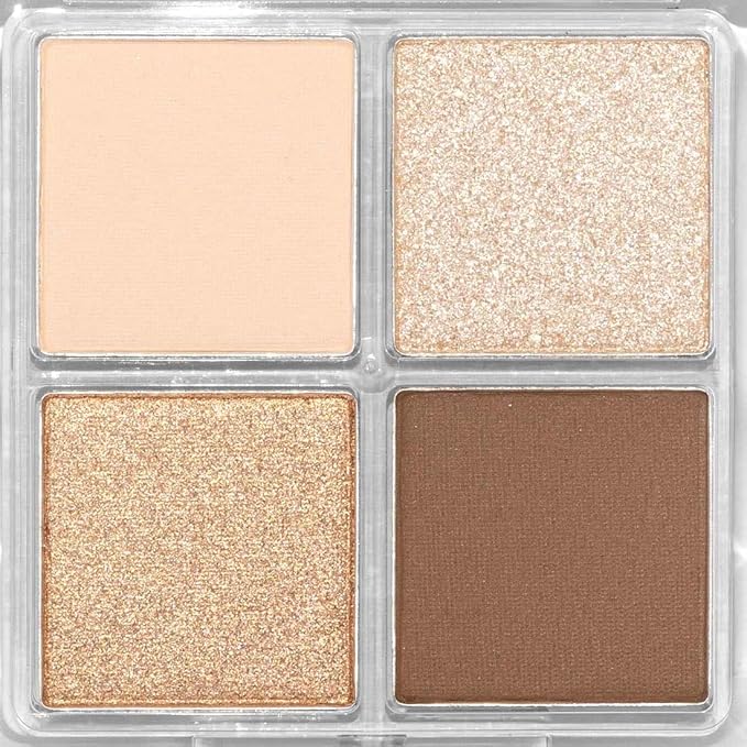 Palladio Eyeshadow Quads, Velvety Pigmented Blendable Matte, Metallic & Shimmer Finishes, Creamy Formula, Four Way Quad Eye Shadow Palette, Talc-Free (Miss Popular)