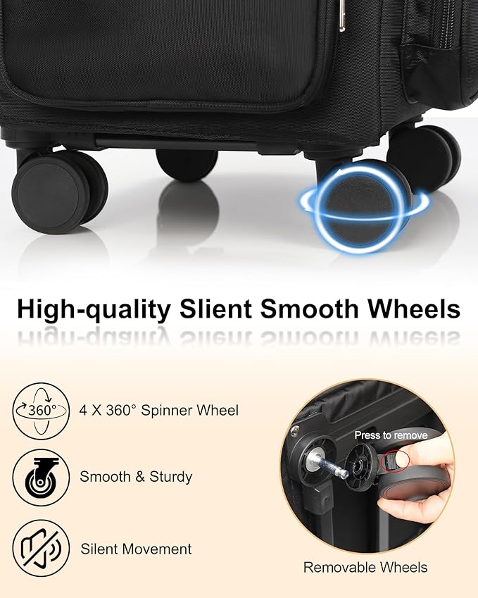 Relavel Rolling Makeup Case, 4 in 1 Hairstylist Traveling Bag with Clear Makeup Brush Case, Cosmetology Case on Wheels Large Hair Tools Cosmetics Train Case Makeup Artist Storage Organizer Trolley