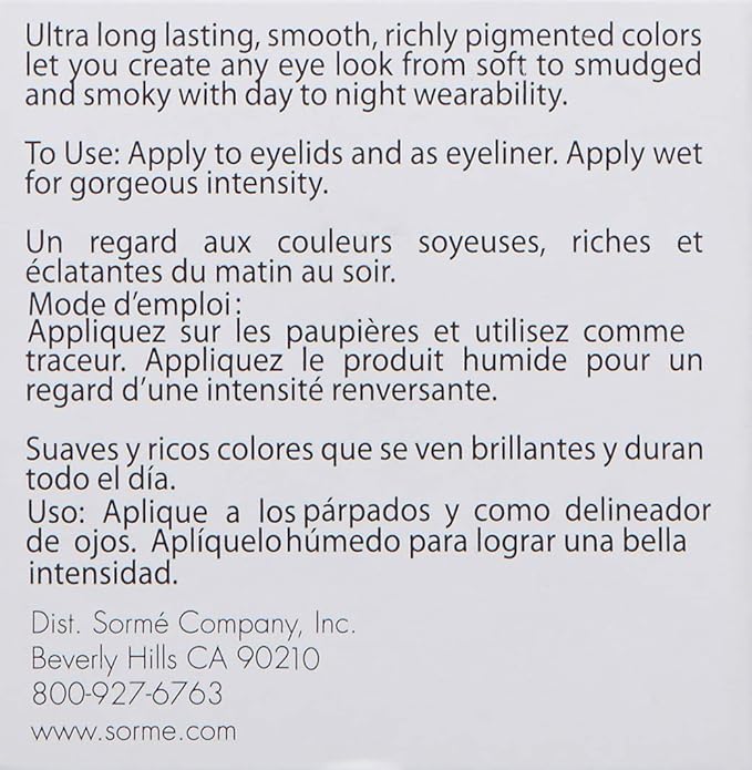 Sorme Cosmetics Long Lasting Eye Shadow, Silk, 0.08 Ounce