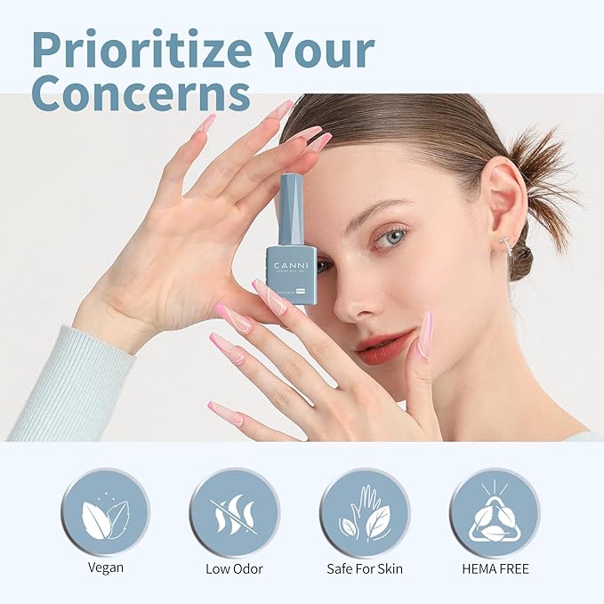 CANNI Light Blue Gel Nail Polish, 1Pcs Pastel Baby Blue Gel Polish Color High Gloss Soak Off U V Manicure Salon DIY