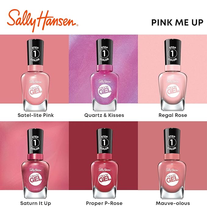 Sally Hansen Miracle Gel Salon Quality Nail Polish | Gel-Like Formula, Two-Step System, No UV Light Needed, Long Lasting | Opaque, Glossy | 256 Proper P-rose | Muave Red Nail Color