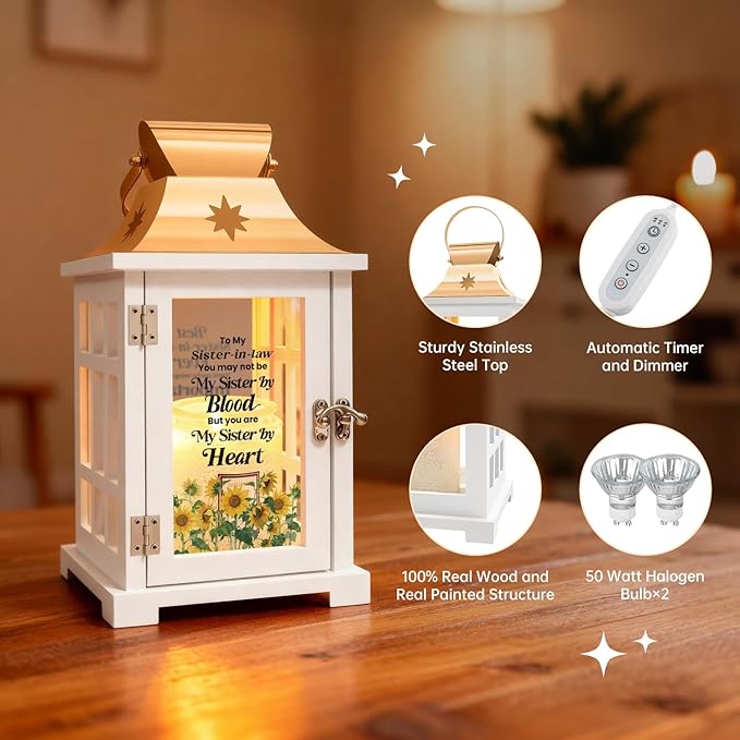 Sister in Law Gifts, Gifts for Sister in Law Birthday Christmas Mother's Day Wedding Gifts – Candle Warmer Lamp with Timer, Wax Melter Lamp