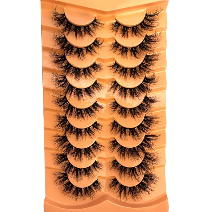 HBZGTLAD Soft Mink Eyelashes 3D Curl Winged End Eye Elongated Fake Lashes Thick Handmade Natural False Eyelash Messy Cross Lash Wholesale (HU-2)