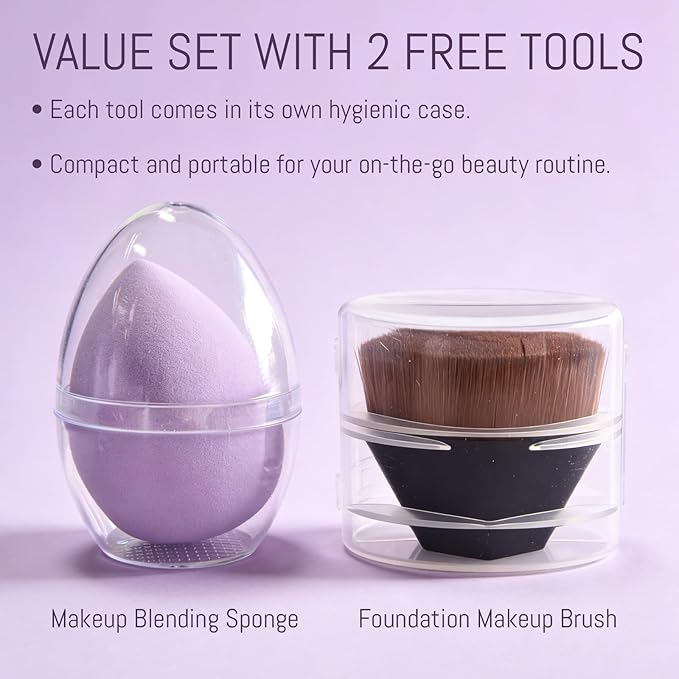 Body Coverage Perfector - Waterproof Body Makeup with Brush & Marshmallow Puff - No Transfer, Full Coverage for Tattoos, Scars, Veins (2.0oz Natural Beige)