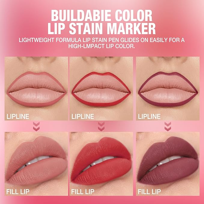 LANGMANNI 4Pcs Sculpting Matte Velvet Lip Liner Set,Smooth Creamy Texture,Waterproof And High Pigmented For Girls Daily Application Lip Makeup(9+10+11+12)