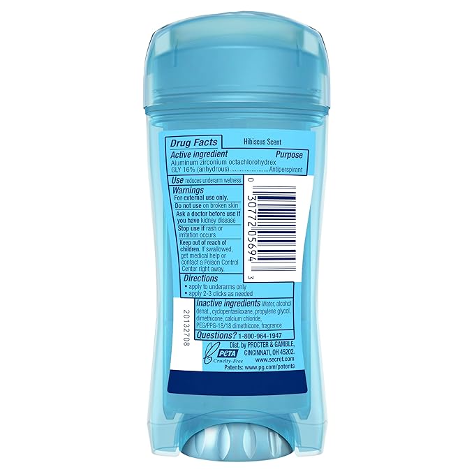 Secret Fresh Antiperspirant Deodorant for Women, 72hr Breathable Sweat & Odor Protection, Instant Freshness & Gentle, PH Balancing Minerals, Clear Gel, Tropical Hibiscus Scent, 2.6 oz