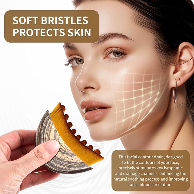 LEPIAOPIAO 2 PCS Lymphatic Contour Face Brush,Lymphatic Drainage Brush,Dry Lymphatic Drainage Massager,Ergonomically Designed to Fit The Skin Precisely