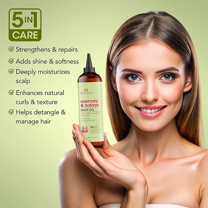 Botanic Hearth Hair Oil for Hair Growth & Home Hair Perm Kit | Strengthening Dry, Frizzy, Damaged Hair & Scalp Treatment | Rosemary & Batana Hair Oil – 6.7 Fl Oz