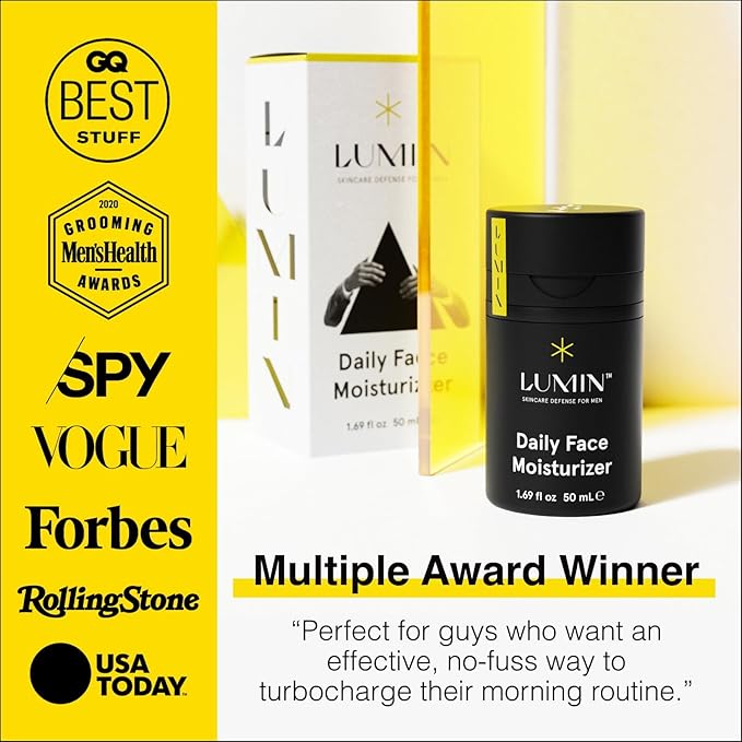 Lumin Daily Face Moisturizer for Men – Lightweight Hydrating Cream with Niacinamide, Men’s Face Lotion for Normal, Combination & Sensitive Skin, Korean Skincare, Smooth & Nourishing, 50ml, 2 Pack