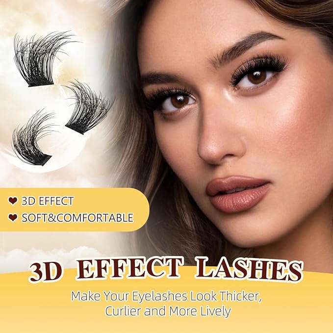 QUEWEL Lash Clusters Kit, Cluster Lashes Kit Includes 168 Pcs Lash Clusters with Large Capacity 16ml Bond and Seal, Lash Applicator Easy to Use for Beginners at Home (3D-MIX10-18 Kit)