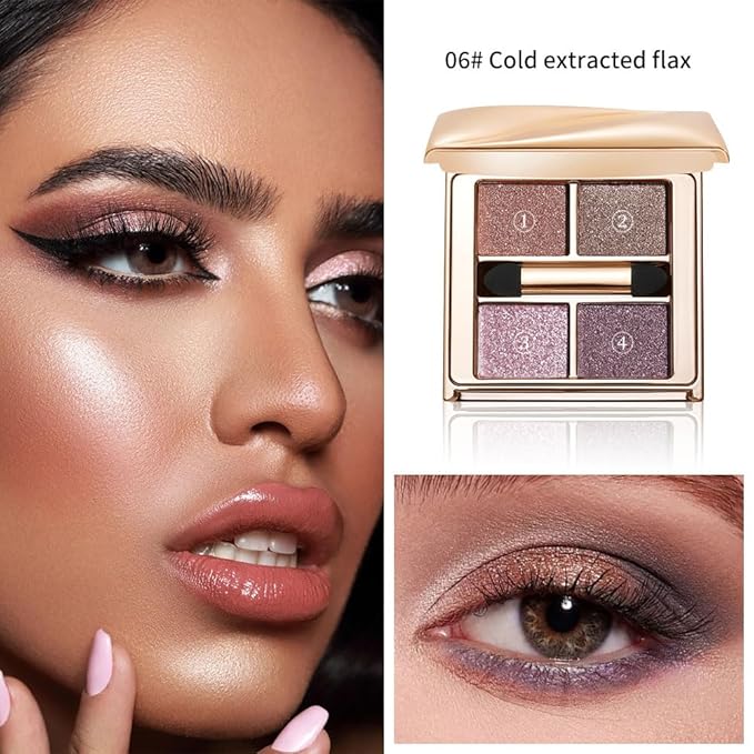 Cool Mauve Purple Eyeshadow Palette – High-Pigment Shimmer & Glitter for Icy Pink Glow, Soft Glam & Plum Smokey Looks, Long-Lasting Blendable Eye Makeup for Green, Hazel & Brown Eyes