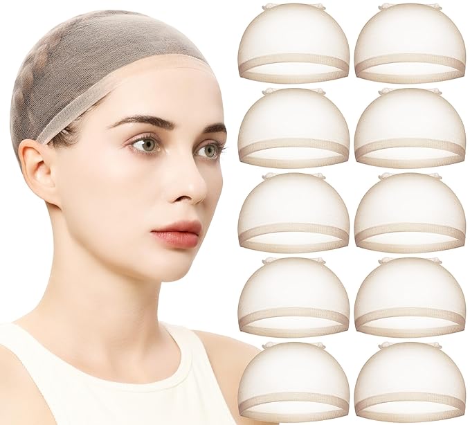 Teenitor 20PCS Wig Caps, Stretchy Thin and Transparent Wig Cap, Breathable Wig Cap for Lace Front Wig, Invisible Stocking Caps for Wigs, Bald Cap for Wig, Beige