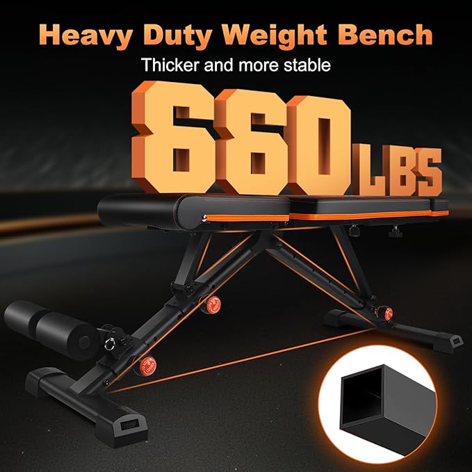 Adjustable Weight Bench for Home Gym 660 Lb 3 Sec