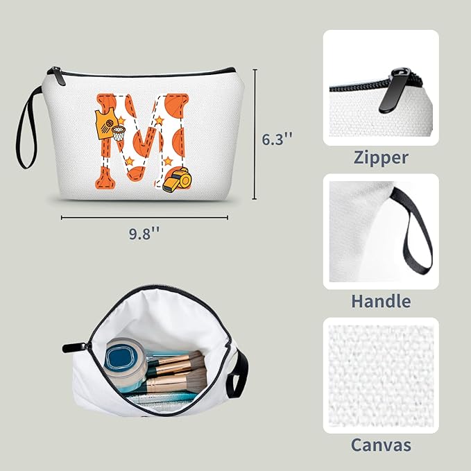 ARIOSEY Basketball Gifts Monogrammed Cosmetic Travel Makeup Bag Basketball Accessories Purse Graduation Birthday Gifts for Girls Coaches Daughters Team Friend Mom Player,Christmas-M