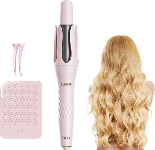 Rotating Curling Iron 1 Inch- LENA Z4 Automatic Curling Wand with Anti-Scald & Versatile Hair Protection, Titanium Coating, Easy-to-Use Design for Long-Lasting Shiny Curls, Dual Voltage