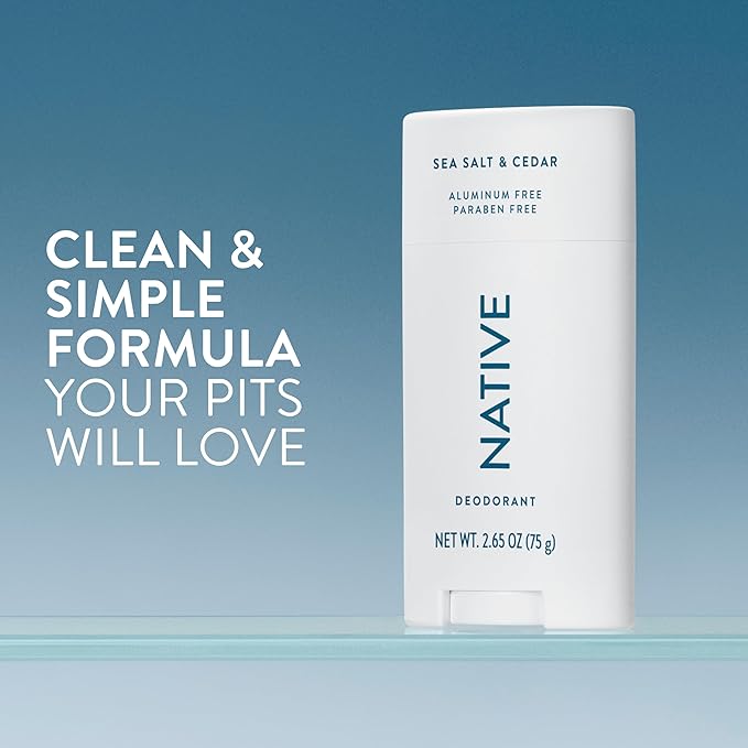 Native Deodorant | Natural Deodorant for Men, Aluminum Free with Baking Soda, Probiotics, Coconut Oil and Shea Butter | Sea Salt & Cedar