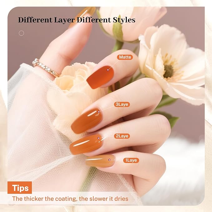 16.5ml Jelly Sheer Pumpkin Orange Nail Polish Large Volume Quick Dry Nail Polish, Long Lasting Shine, Fingernail Toenail Nail Art DIY Home Travel Nail Art Gift