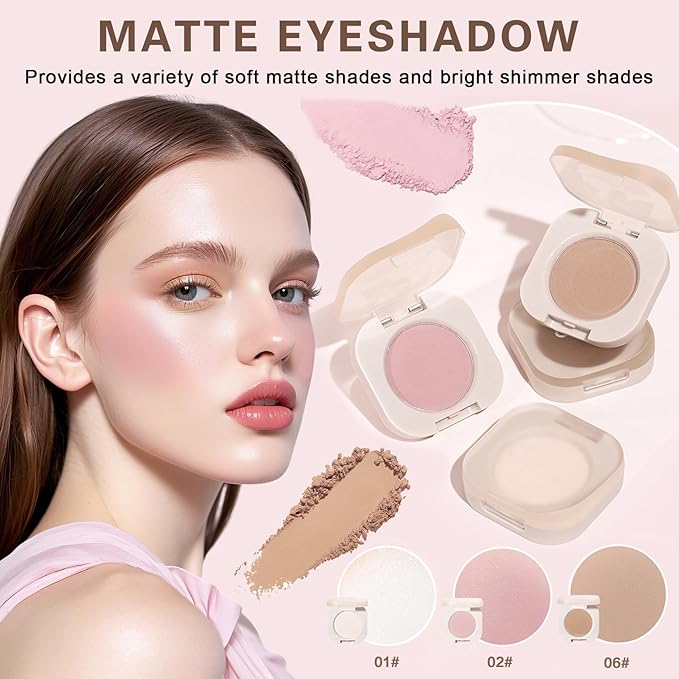 Pink Eyeshadow,Lightweight Nude Eyeshadow,Blendable Formula Eye Shadow for Older Women,Ultra-fine Smooth Powder,Daily Matte Eyes Makeup (02 Half Pink)