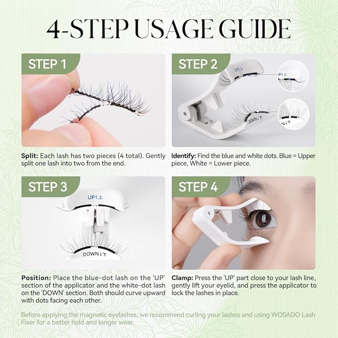 WOSADO Magnetic Eyelashes with Applicator Kit, [Peony] 22mm Reusable Glue-free Wispy Magnetic Lashes, Cruelty-free False Lashes, Waterproof, Lightweight, Suit for Heavy Makeup