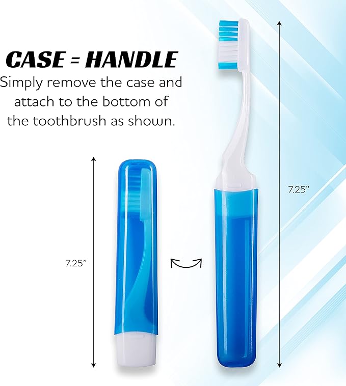 Lingito Mini Toothbrush with Cover - Camping & Travel Size, Adult Kit (6 Pack)