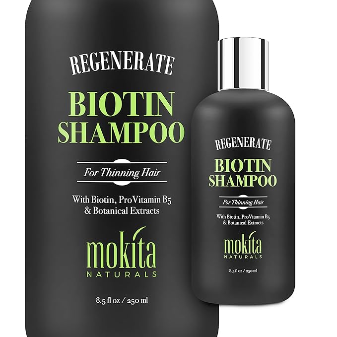 Mokita Naturals Hair Volumizing and Regrowth Shampoo for Thinning Hair, Sulfate-Free & Vegan-Friendly, 8.5 Ounces
