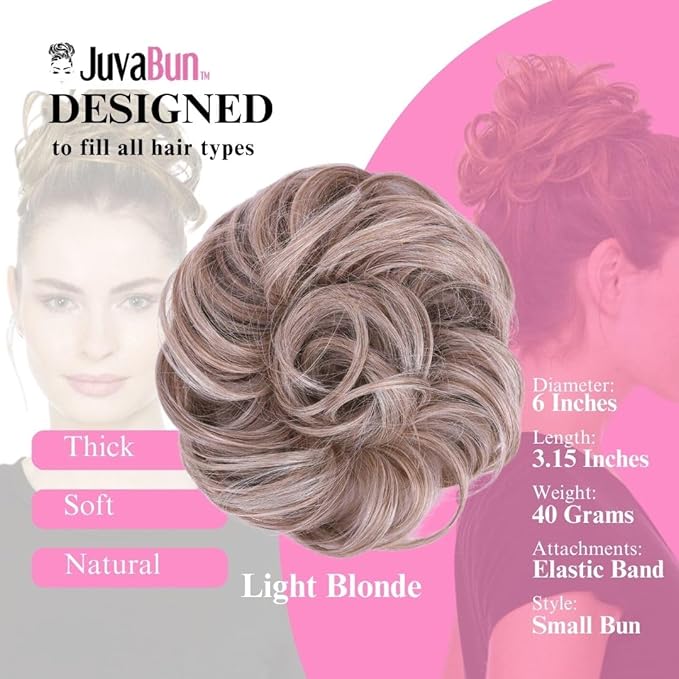 Juvabun Messy Bun 2.0 Light Blonde Hair Bun Extension Messy Bun Scrunchie Lightweight Washable for Women Hairstyles