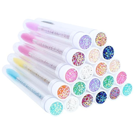 20 Sets Mascara Wand Tube Set Diamond Mascara Brushes Eyelash Spoolies Brush Makeup Tool Applicator Eyelash Brush Tubes Makeup Brush (Diamond-MlX)