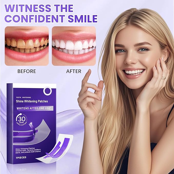 Purple Teeth Whitening Strips, Enamel Safe for Sensitive Tooth, Professional Treatments Coffee & Smoking Deep Stain Power Removal, Residue-Free Non-Slip (14Pcs)