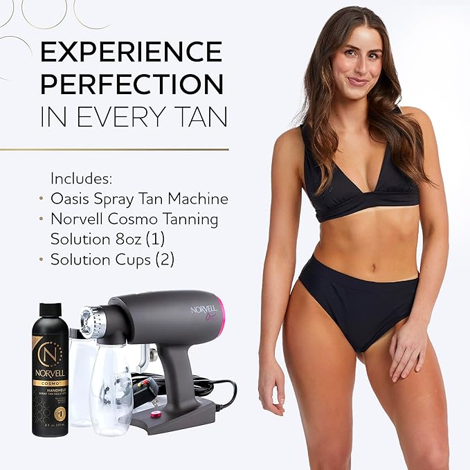 Norvell Oasis Spray Tan Machine Kit with Cosmo Airbrush Spray Tanning Solution – Professional Sunless Tanning System by Norvell