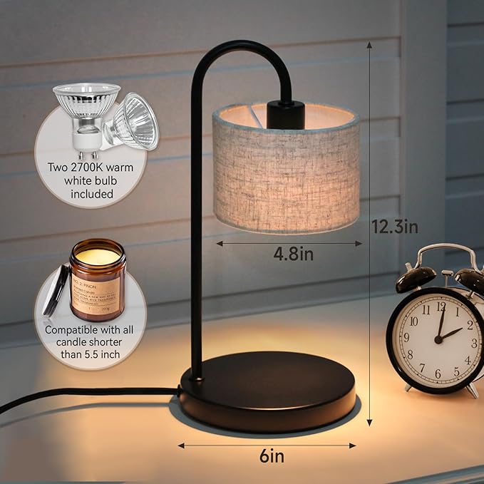 Candle Warmer Lamp with Timer, Dimmable Candle Wax Warmer Candle Lamp Warmer for Scented Candles with 2 Bulbs, House Warming Gifts Christmas Gifts for Women Home Decor - Linen