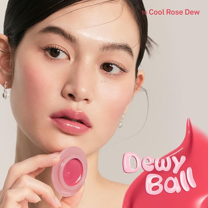 HINCE Raw Glow Dewy Ball - Tinted Lip Balm, Jelly Gloss Glow, Shine and Hydration, Lip & Blush Multiuse, Vegan, 0.12 oz. (13 colors) (COOL ROSE DEW)